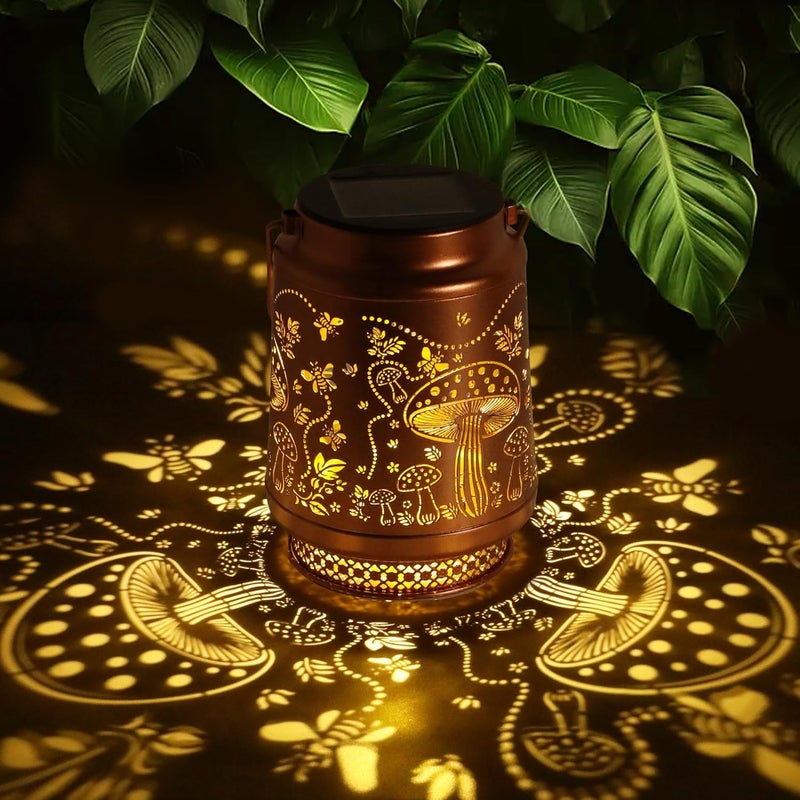 Fussion Mushroom Gifts for Women Mushroom Decor Solar Lantern Birthday Gifts Mothers Day Gifts for Mom Grandma Sister Friend Garden Decor Metal Solar Lights Outside Decor for Backyard Patio Porch Lawn Pathway - Image 1